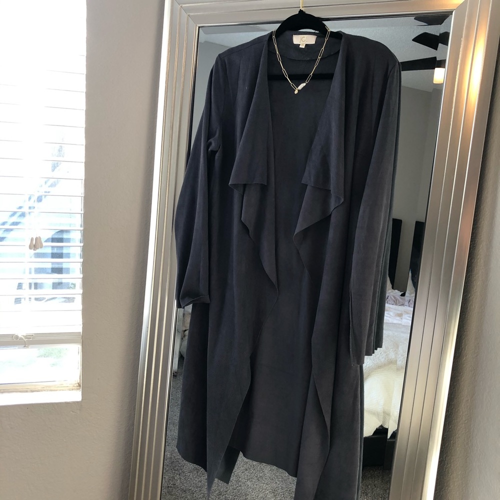 Ultra suede, longline open jacket